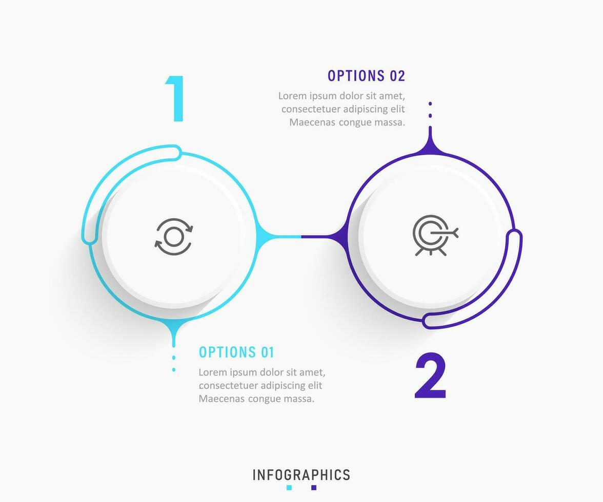 Vector Infographic label design template with icons and 2 options or steps. Can be used for process diagram, presentations, workflow layout, banner, flow chart, info graph.