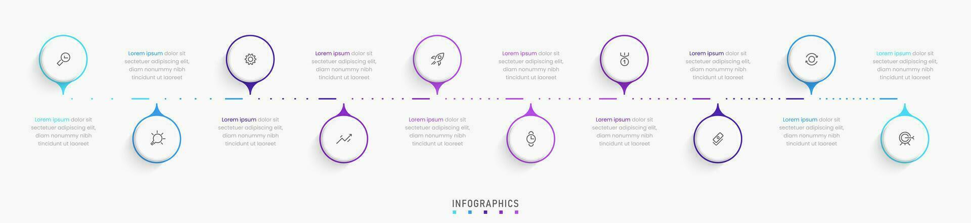 Vector Infographic label design template with icons and 10 options or steps. Can be used for process diagram, presentations, workflow layout, banner, flow chart, info graph.