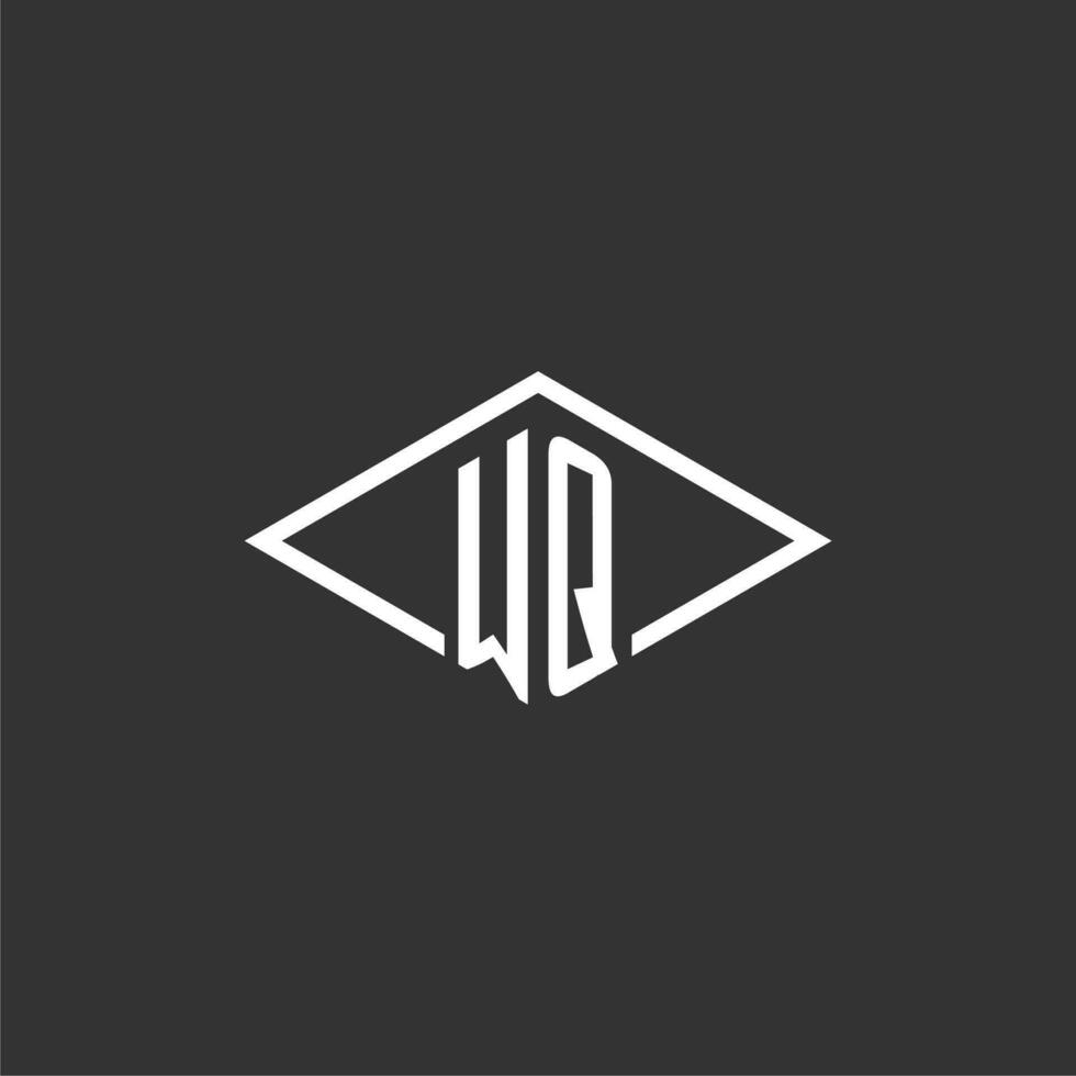Initials WQ logo monogram with simple diamond line style design vector
