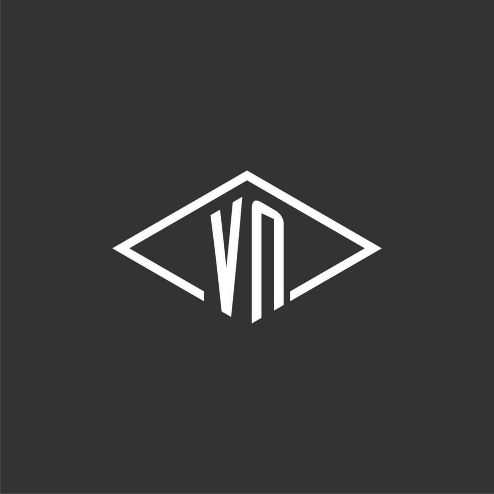 Initials VN logo monogram with simple diamond line style design vector