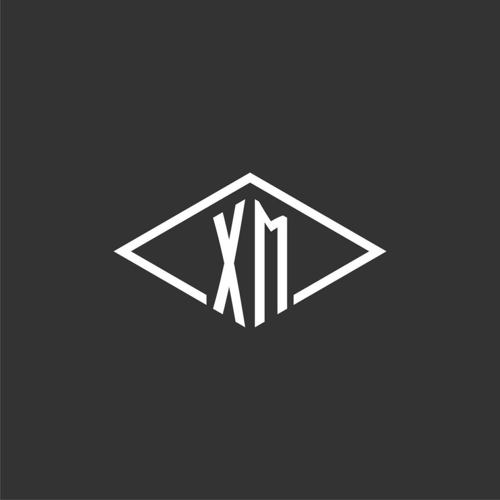 Initials XM logo monogram with simple diamond line style design vector