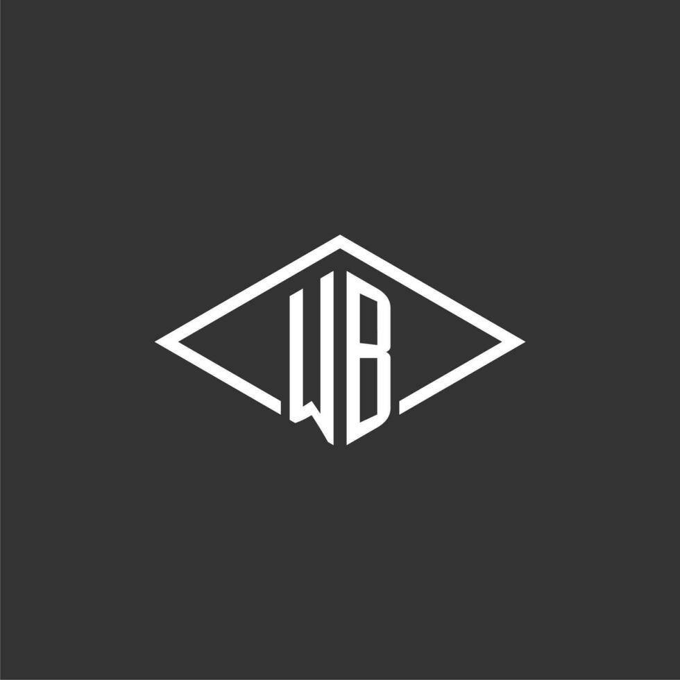 Initials WB logo monogram with simple diamond line style design vector