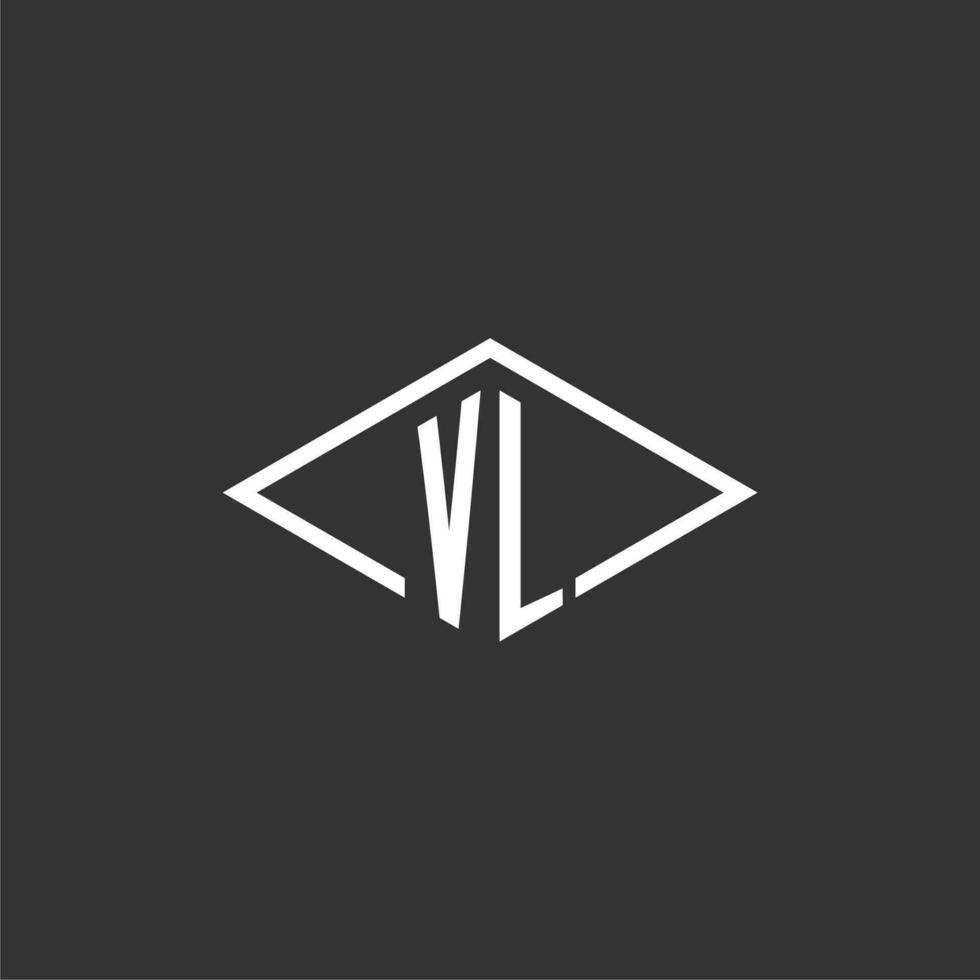 Initials VL logo monogram with simple diamond line style design vector