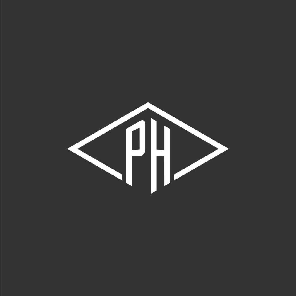iniciales ph logo monograma con sencillo diamante línea estilo diseño vector
