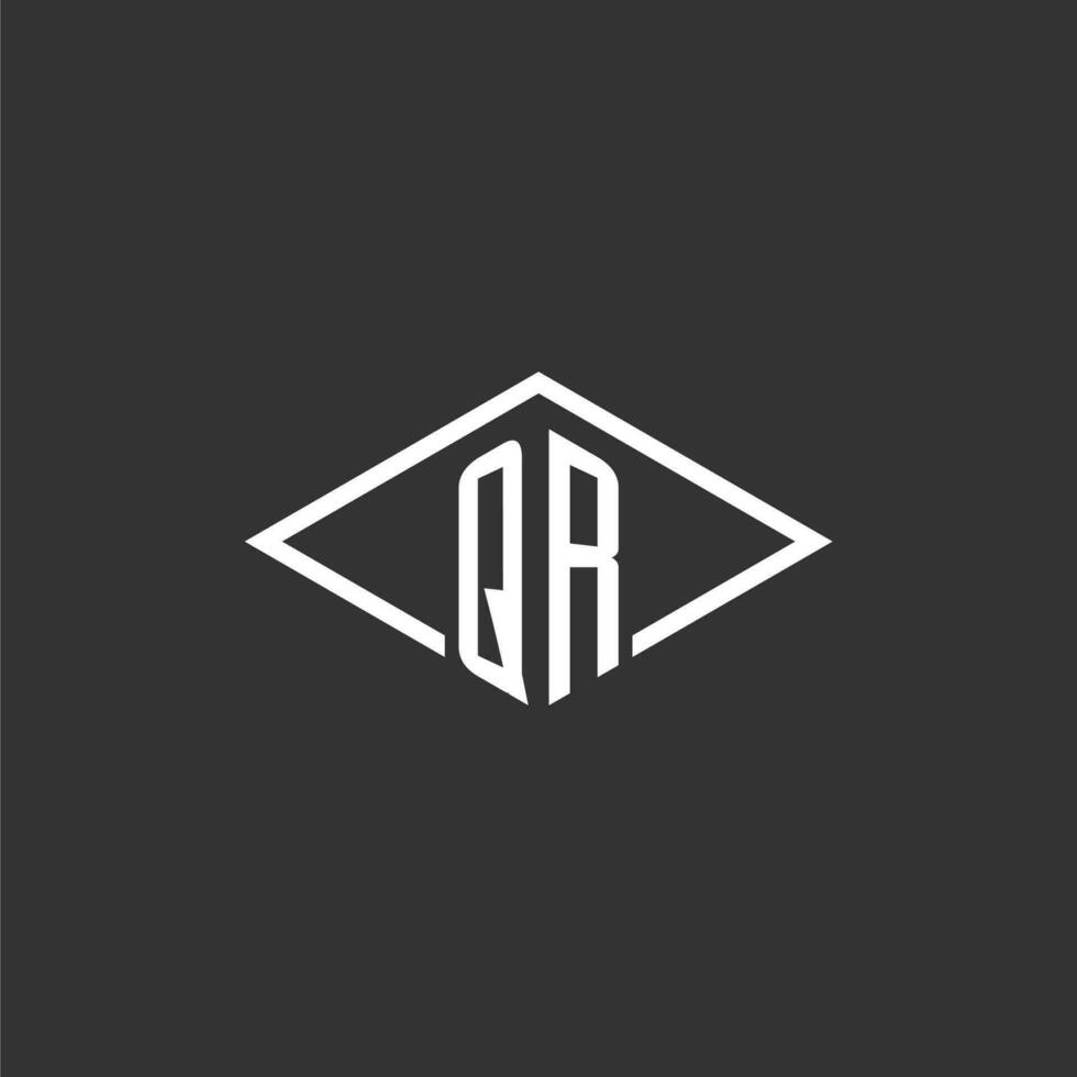 Initials QR logo monogram with simple diamond line style design vector