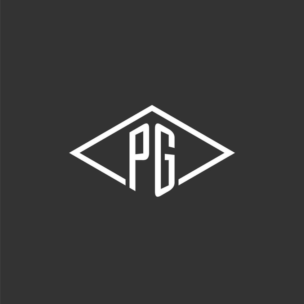 Initials PG logo monogram with simple diamond line style design vector