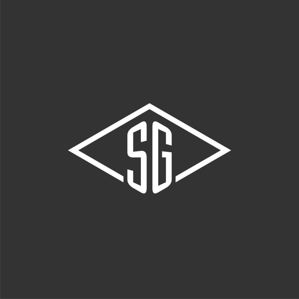 Initials SG logo monogram with simple diamond line style design vector