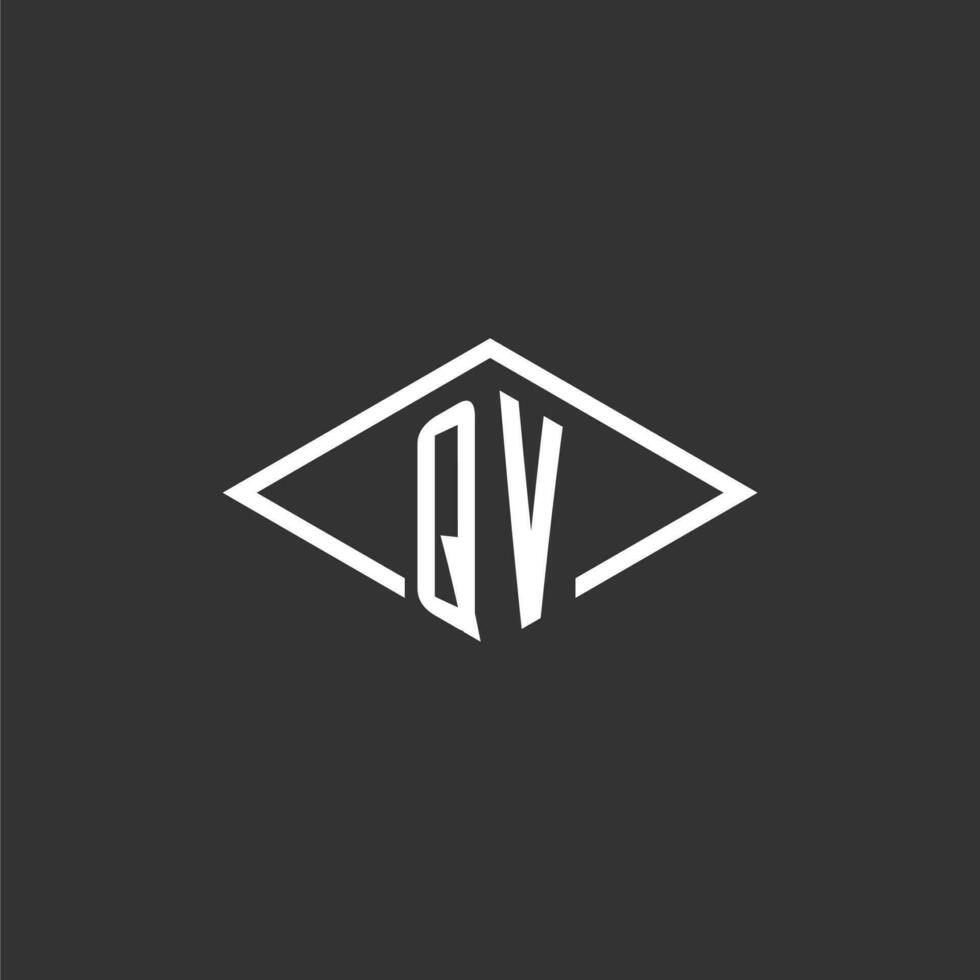 Initials QV logo monogram with simple diamond line style design vector