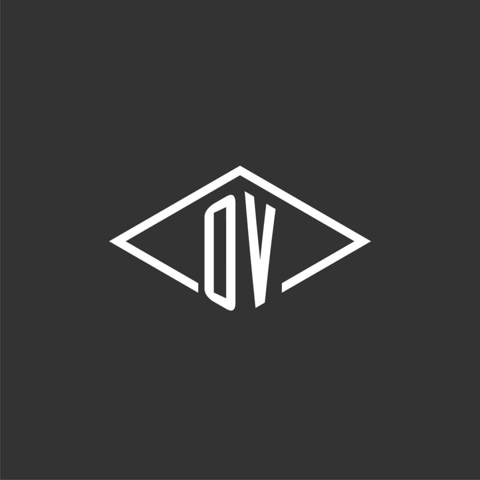 Initials OV logo monogram with simple diamond line style design vector