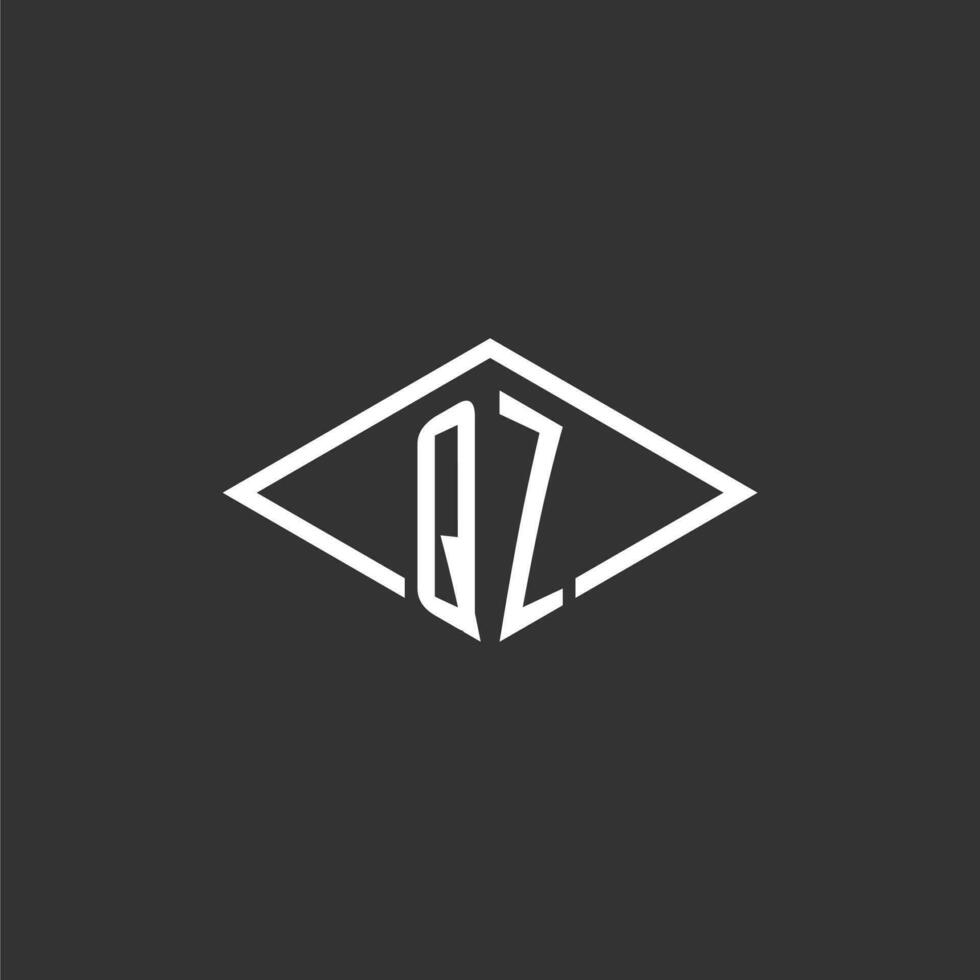 iniciales qz logo monograma con sencillo diamante línea estilo diseño vector