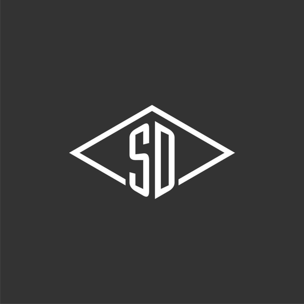 Initials SD logo monogram with simple diamond line style design vector