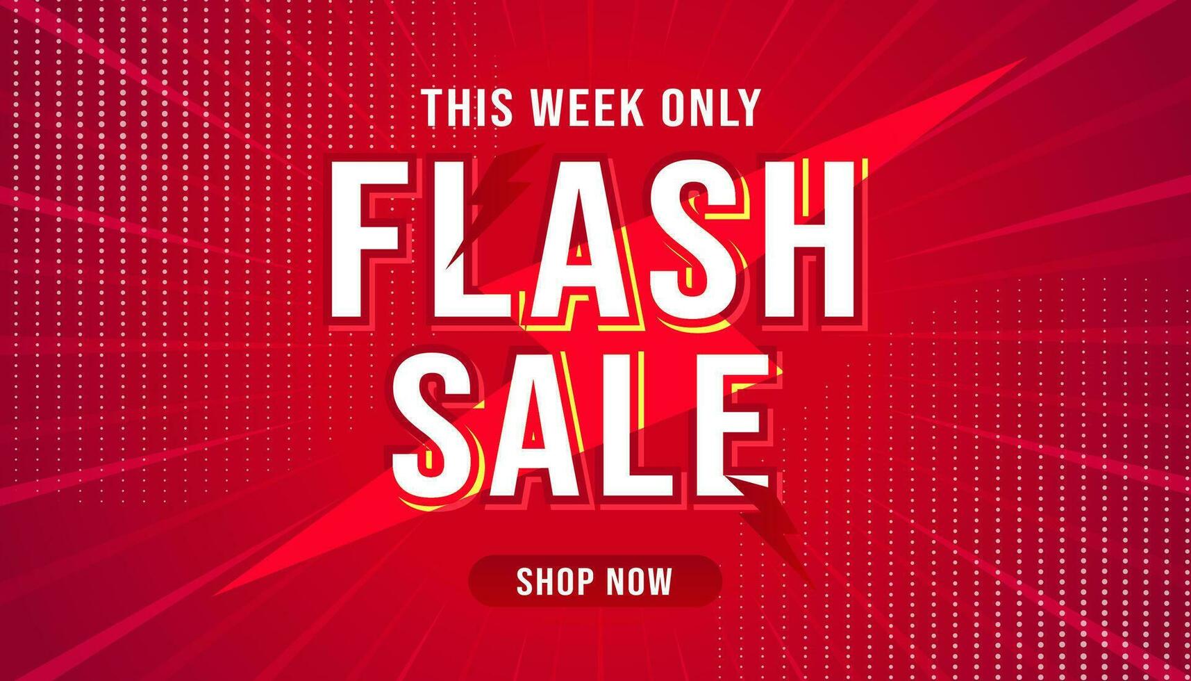 Flash Sale Shopping Poster or Banner with Flash icon on Red background. Flash Sales banner template design for social media and website vector