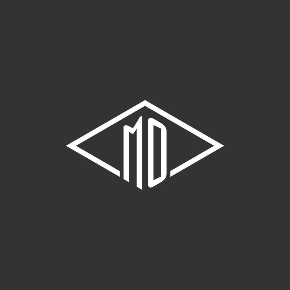 Initials MO logo monogram with simple diamond line style design vector