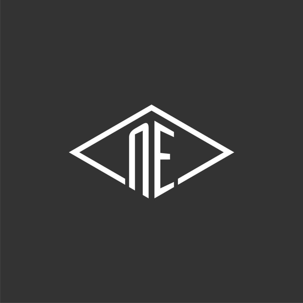 Initials NE logo monogram with simple diamond line style design vector