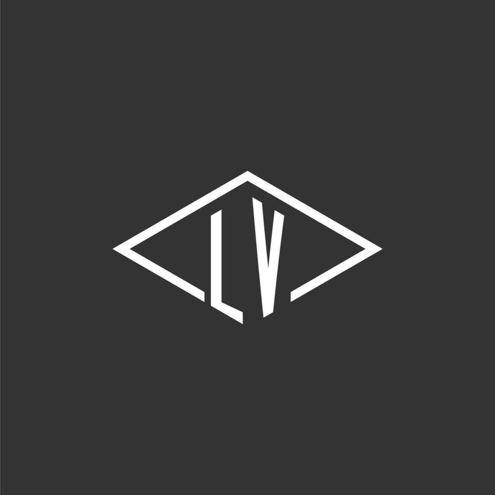 iniciales lv logo monograma con sencillo diamante línea estilo diseño vector