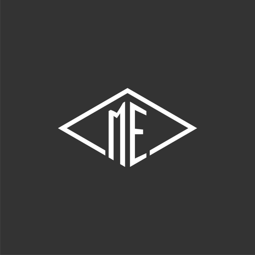 Initials ME logo monogram with simple diamond line style design vector