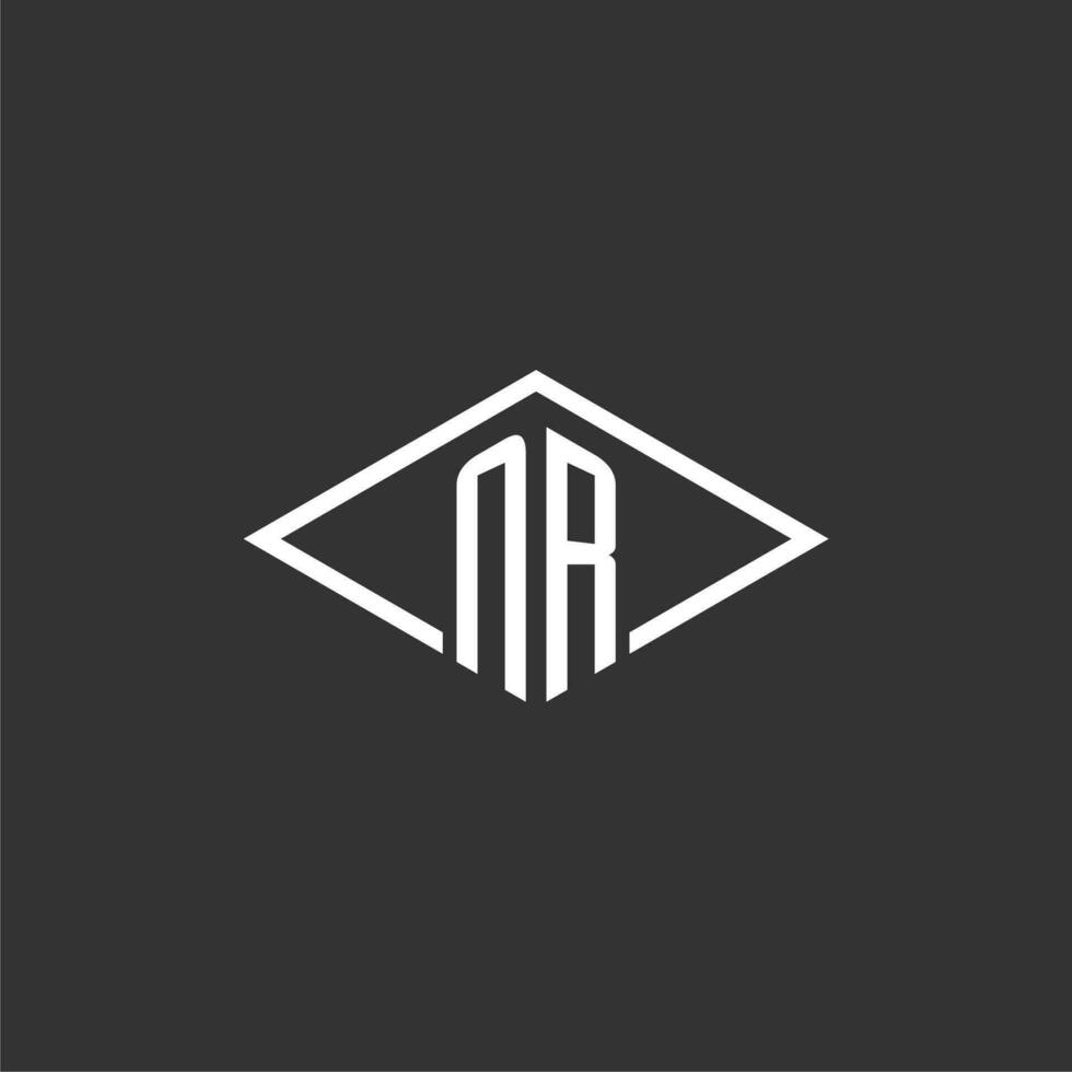 Initials NR logo monogram with simple diamond line style design vector