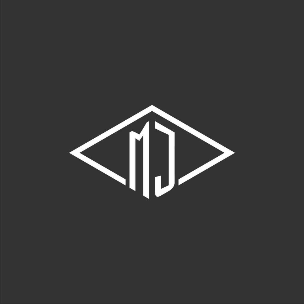 Initials MJ logo monogram with simple diamond line style design vector