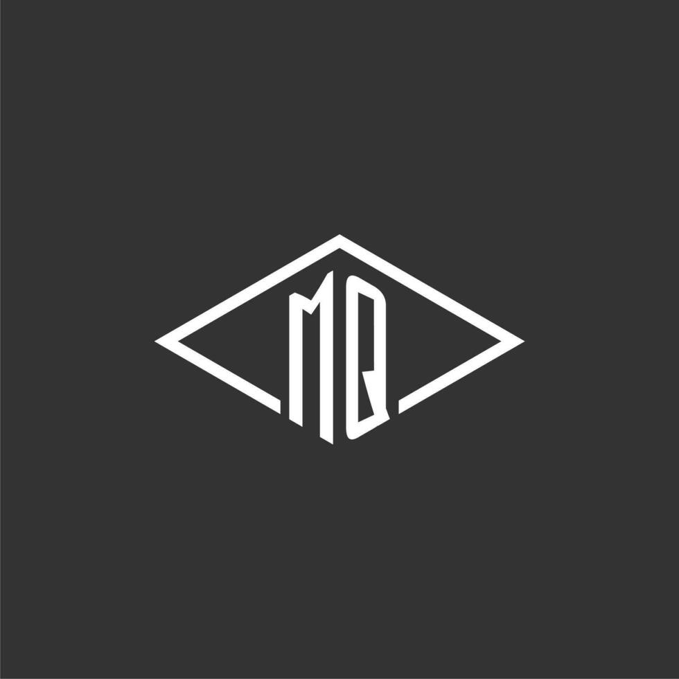 Initials MQ logo monogram with simple diamond line style design vector