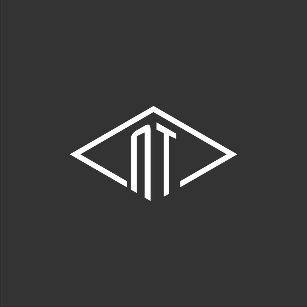 Initials NT logo monogram with simple diamond line style design vector