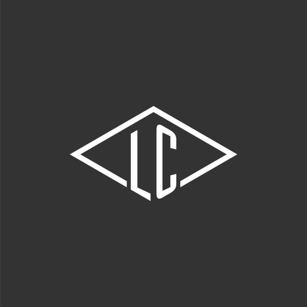 iniciales lc logo monograma con sencillo diamante línea estilo diseño vector