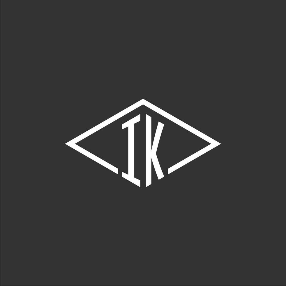 Initials IK logo monogram with simple diamond line style design vector