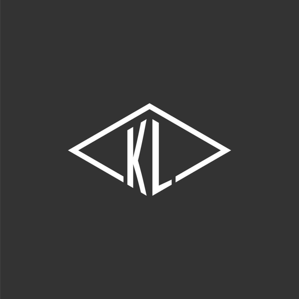 iniciales kl logo monograma con sencillo diamante línea estilo diseño vector