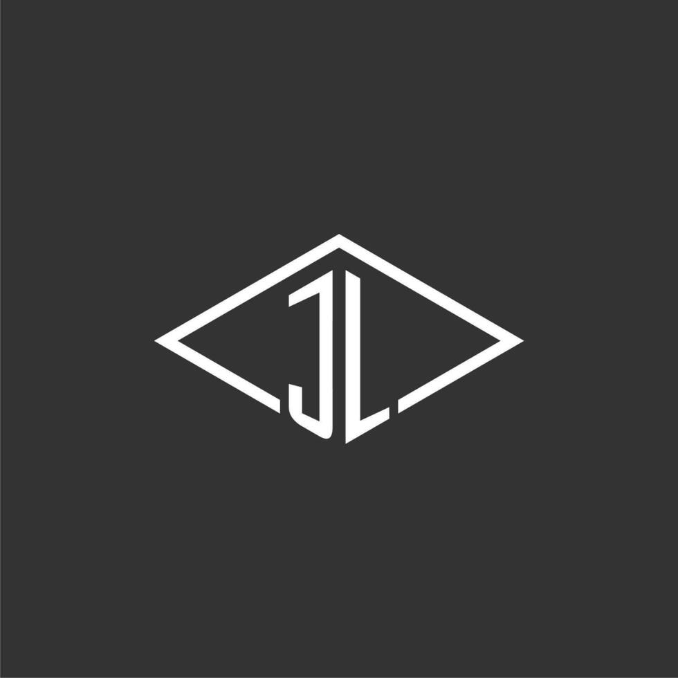 iniciales jl logo monograma con sencillo diamante línea estilo diseño vector