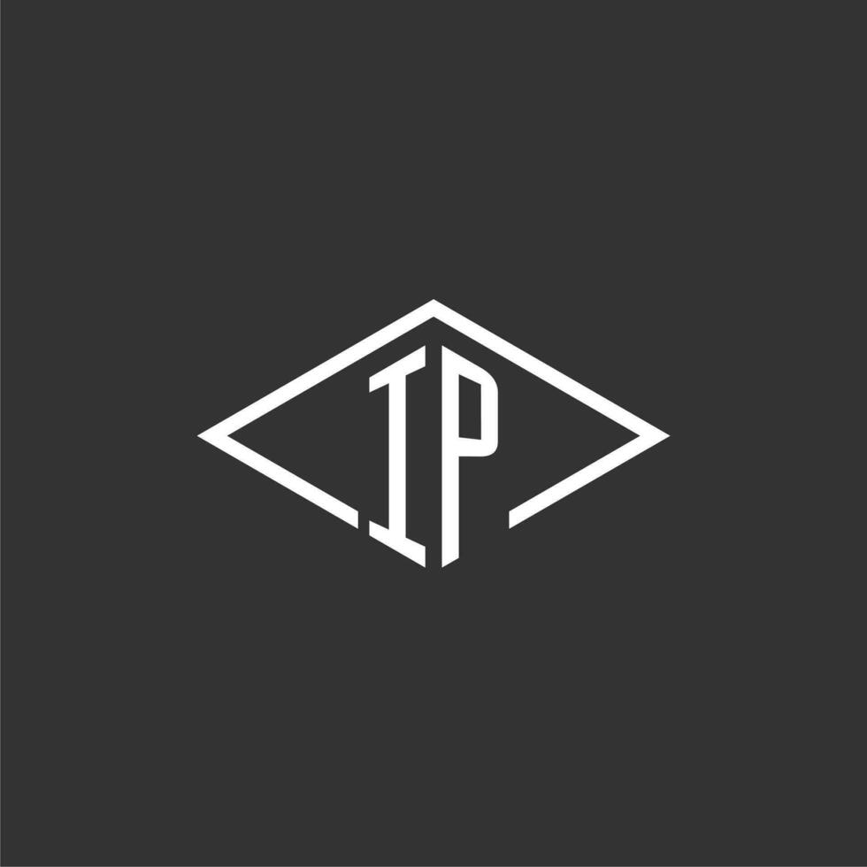Initials IP logo monogram with simple diamond line style design vector