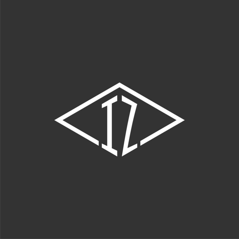 iniciales iz logo monograma con sencillo diamante línea estilo diseño vector