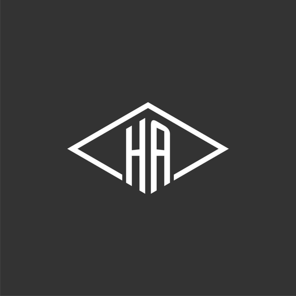 Initials HA logo monogram with simple diamond line style design vector