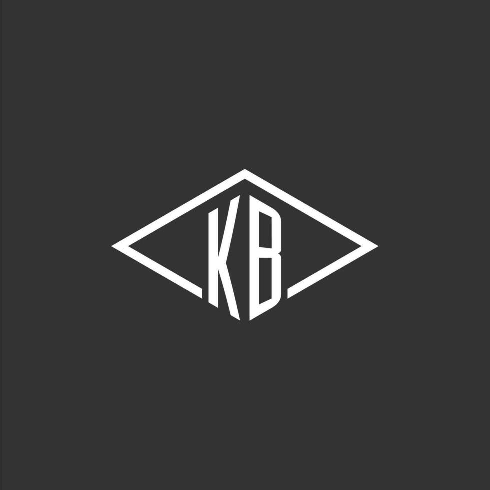 Initials KB logo monogram with simple diamond line style design vector