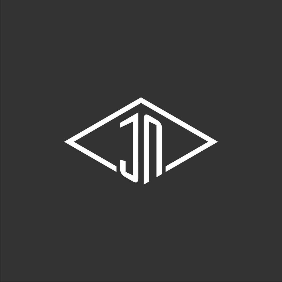 Initials JN logo monogram with simple diamond line style design vector