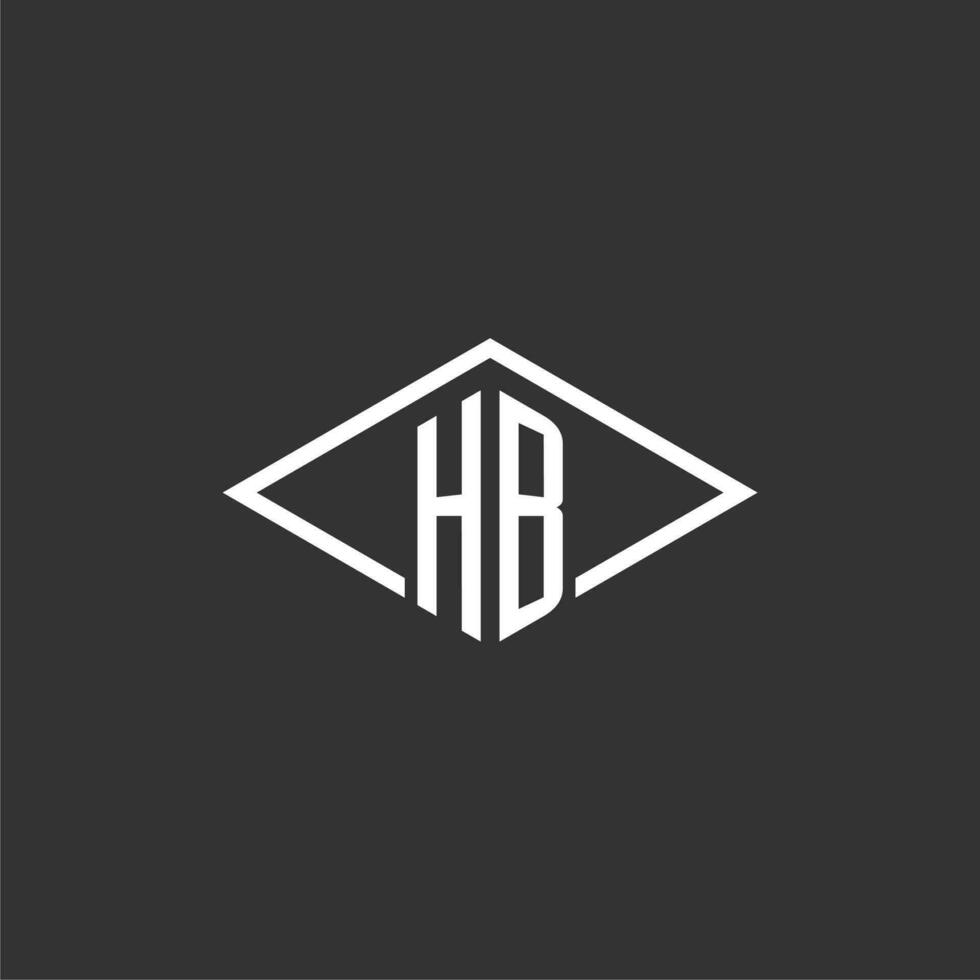 Initials HB logo monogram with simple diamond line style design vector