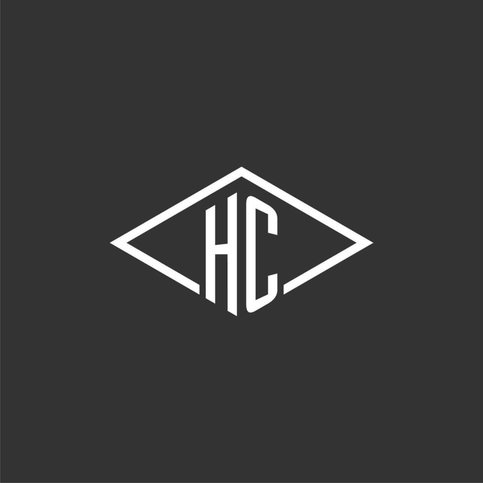 Initials HC logo monogram with simple diamond line style design vector