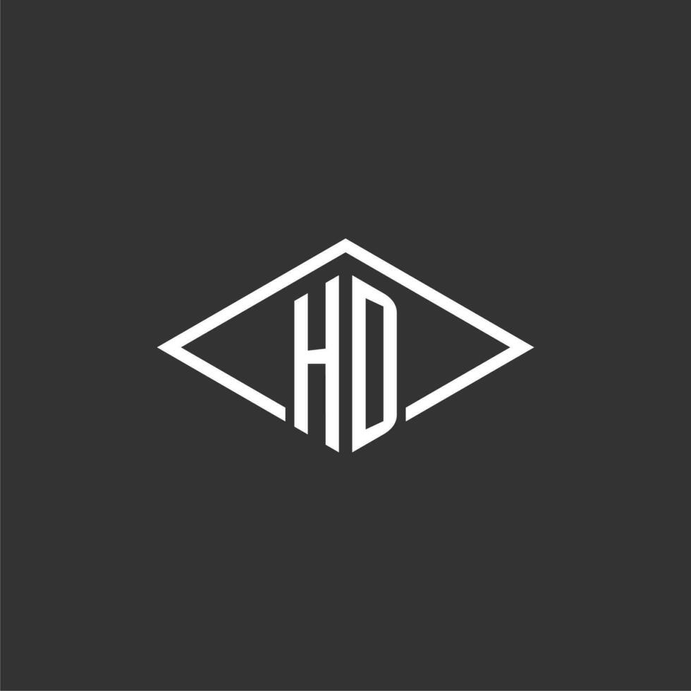 Initials HD logo monogram with simple diamond line style design vector