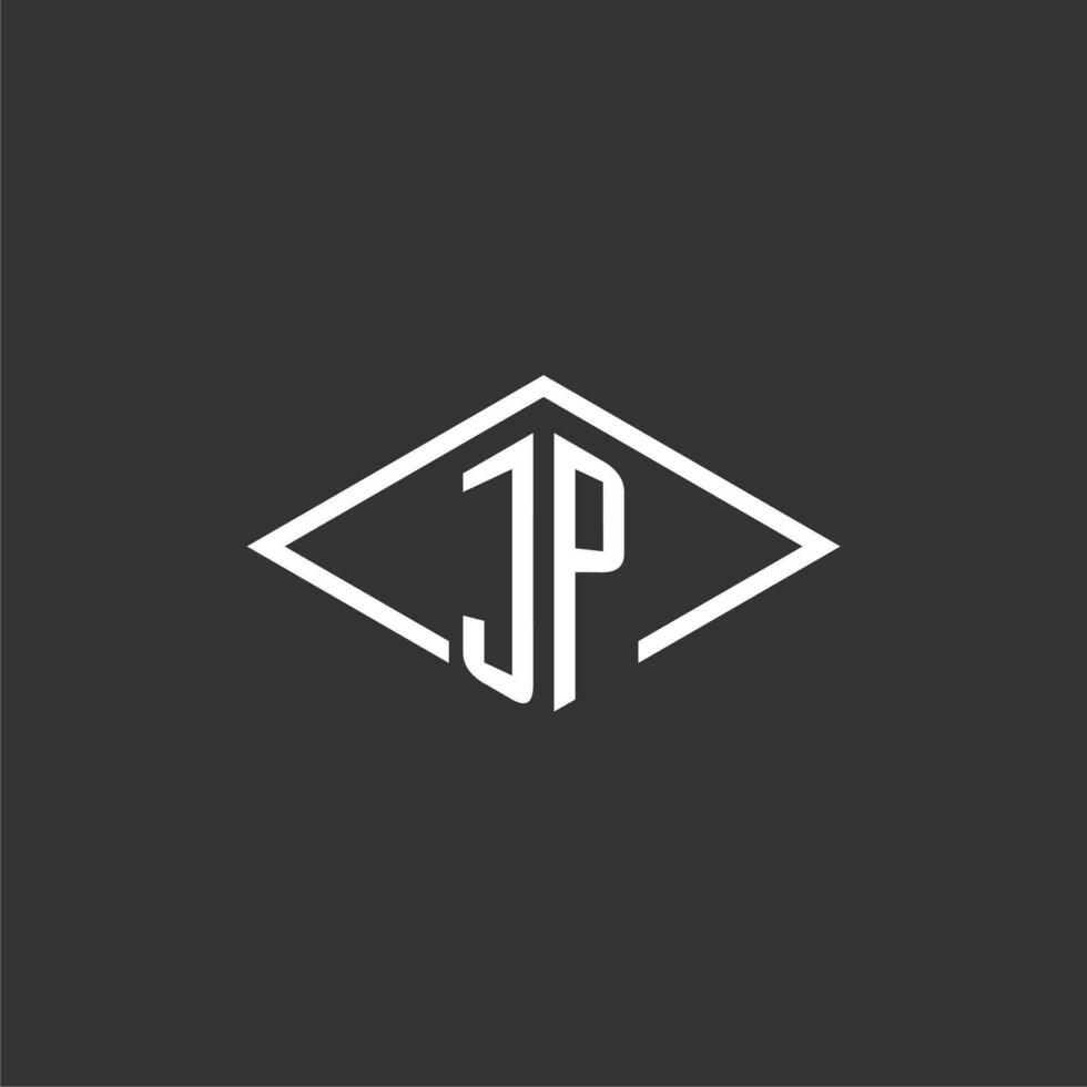 Initials JP logo monogram with simple diamond line style design vector