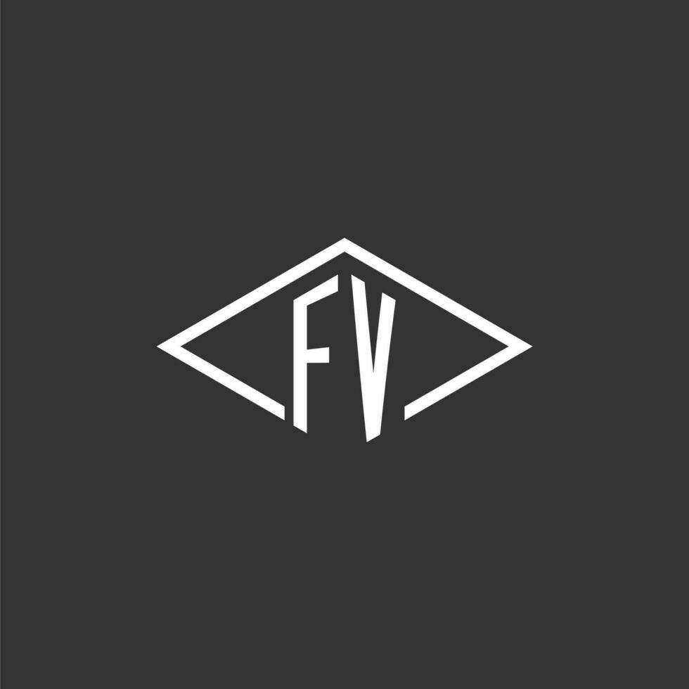 iniciales fv logo monograma con sencillo diamante línea estilo diseño vector
