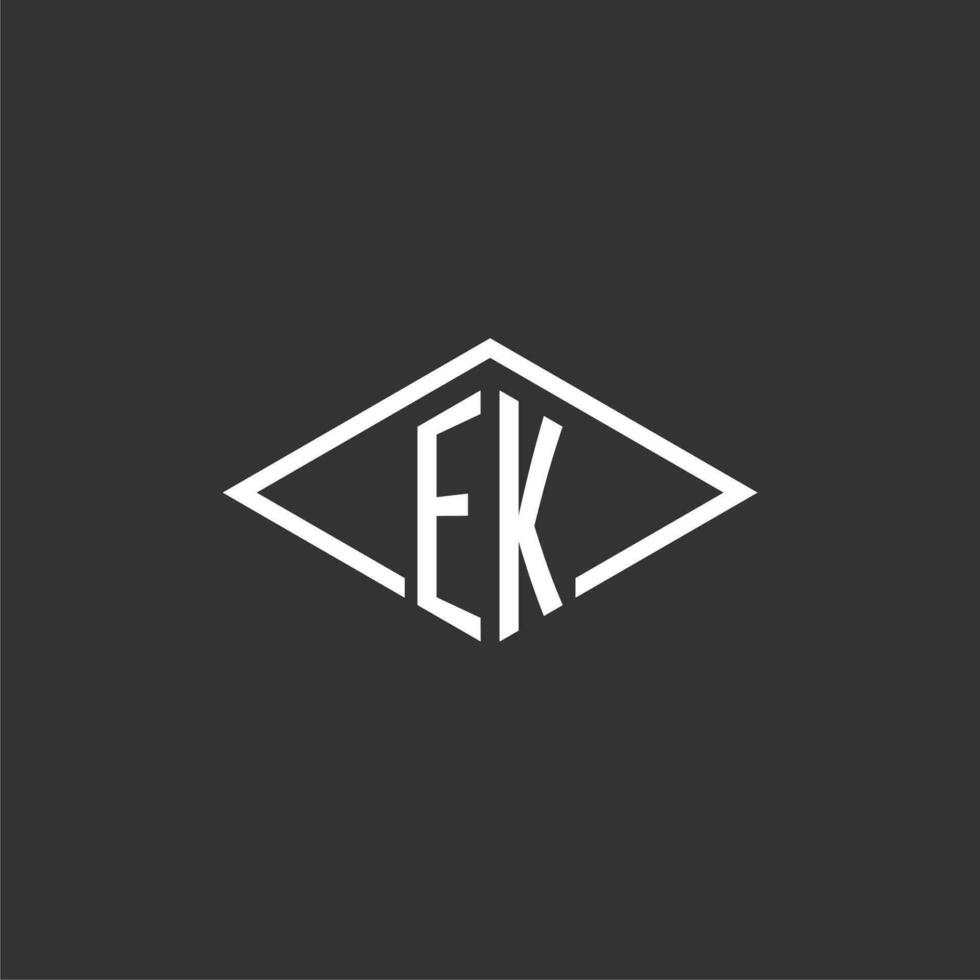 Initials EK logo monogram with simple diamond line style design vector