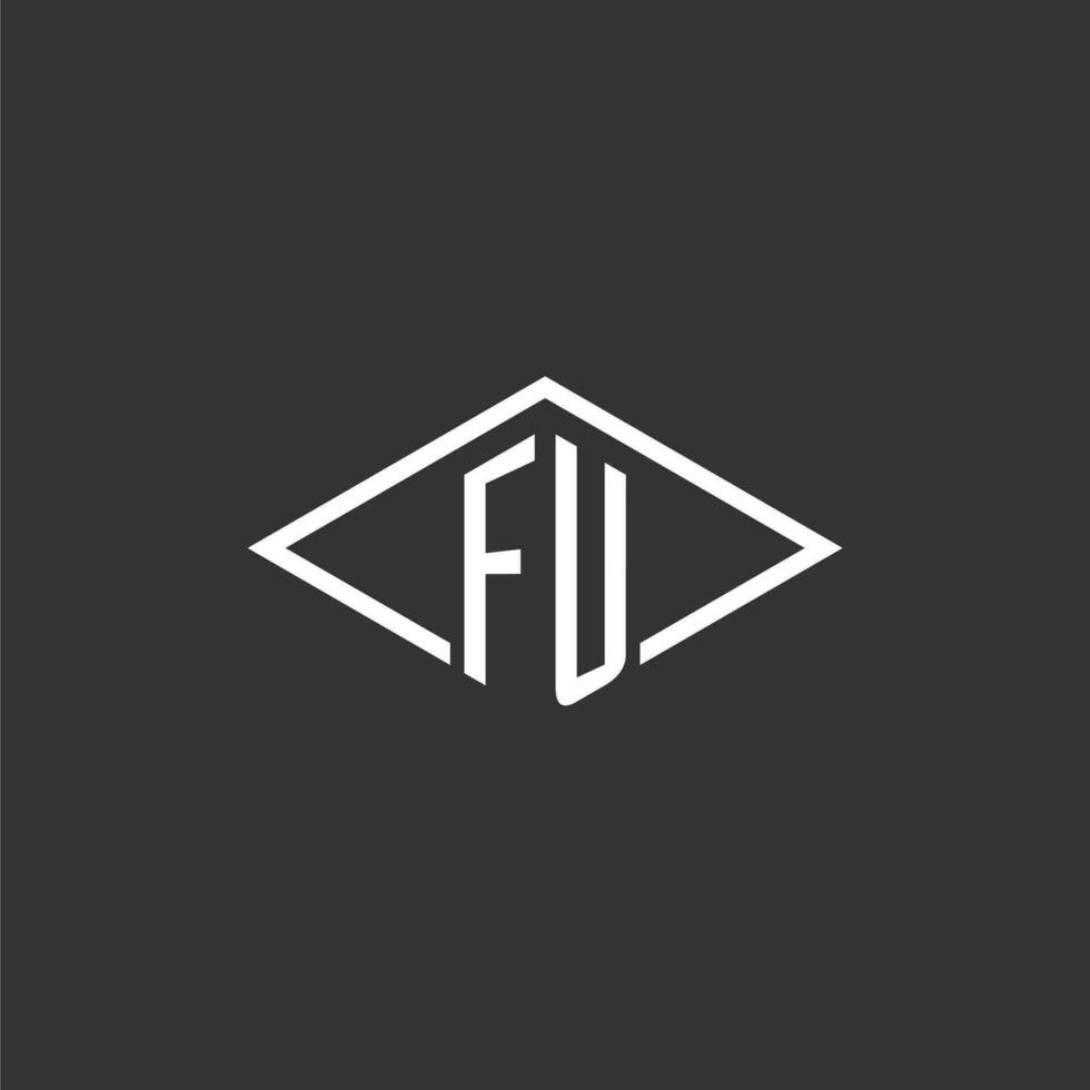 Initials FU logo monogram with simple diamond line style design vector