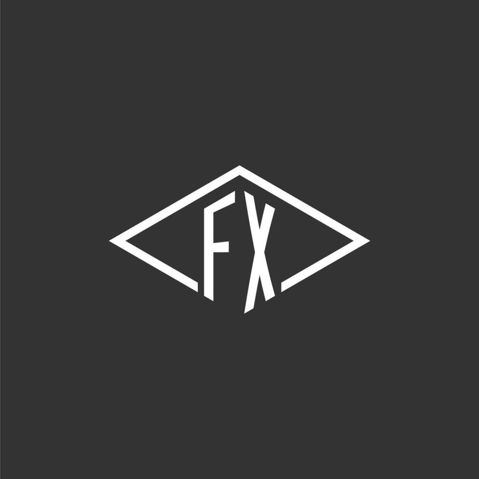 Initials FX logo monogram with simple diamond line style design vector