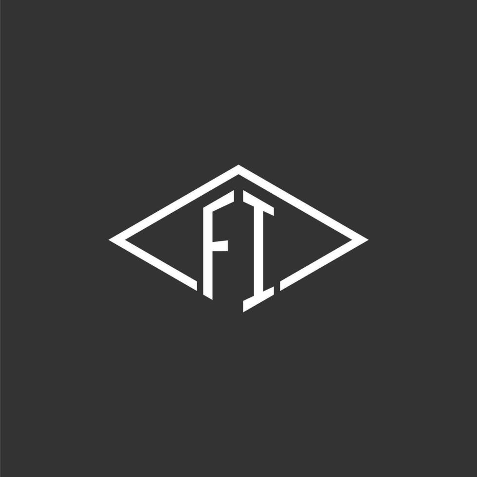iniciales fi logo monograma con sencillo diamante línea estilo diseño vector