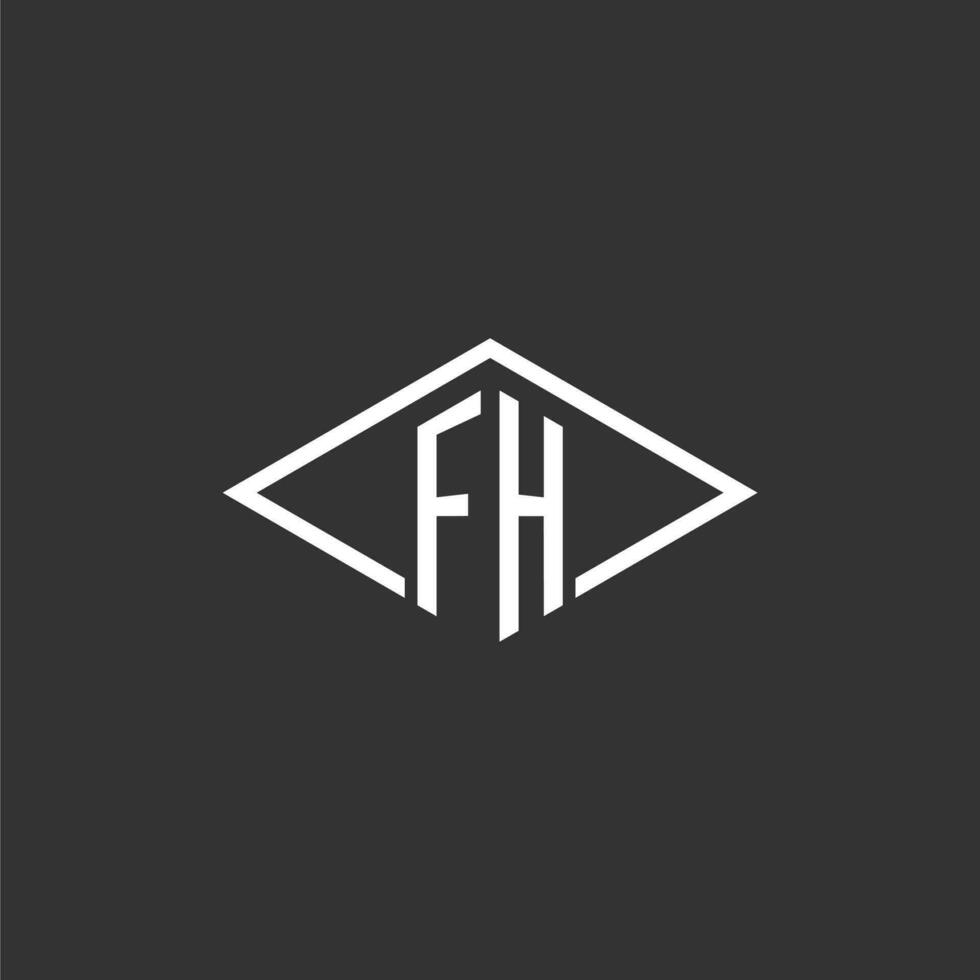 Initials FH logo monogram with simple diamond line style design vector