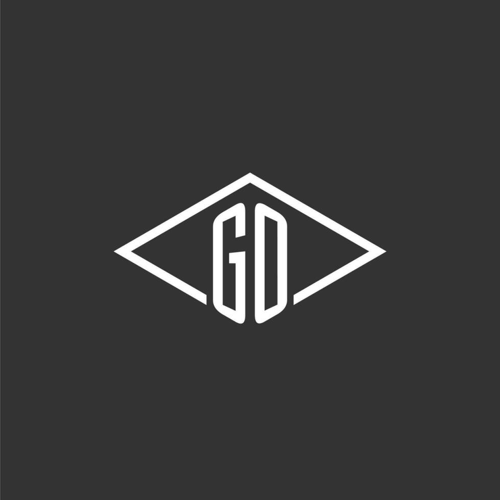 Initials GO logo monogram with simple diamond line style design vector