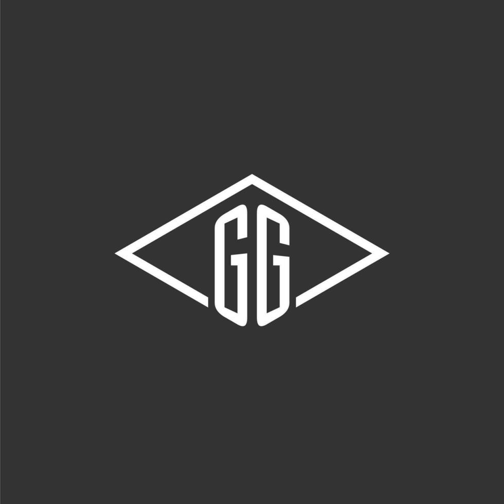 iniciales gg logo monograma con sencillo diamante línea estilo diseño vector