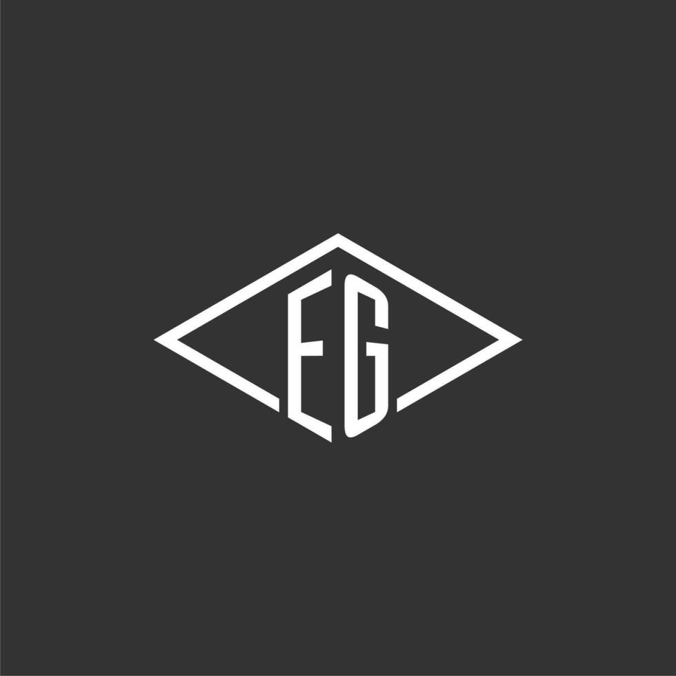 Initials EG logo monogram with simple diamond line style design vector