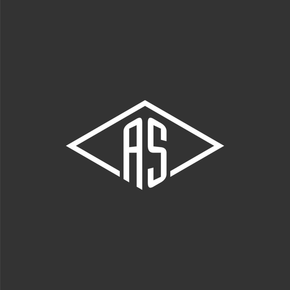 Initials AS logo monogram with simple diamond line style design vector