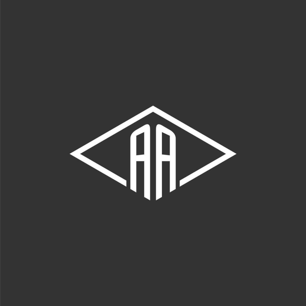 Initials AA logo monogram with simple diamond line style design vector