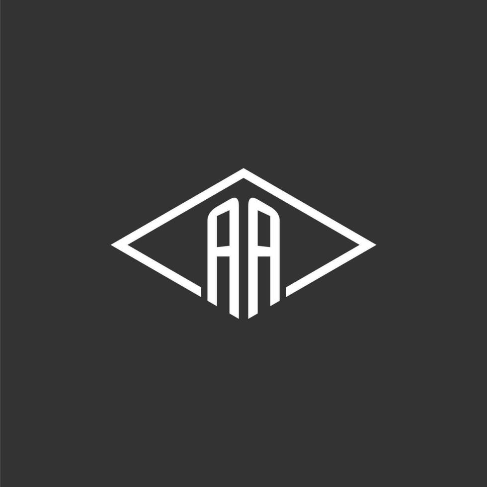 Initials AA logo monogram with simple diamond line style design vector