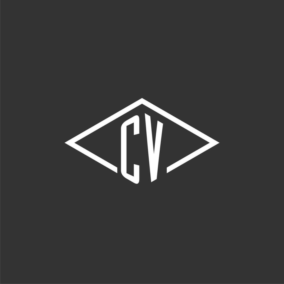 Initials CV logo monogram with simple diamond line style design vector